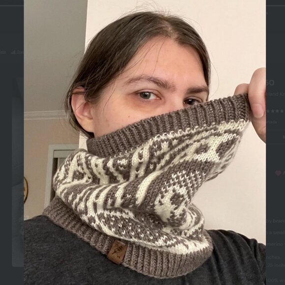 NWOT Owl Nouveau Hand Knit Cowl in wool + merino + cashmere naturals neutrals - Picture 3 of 6